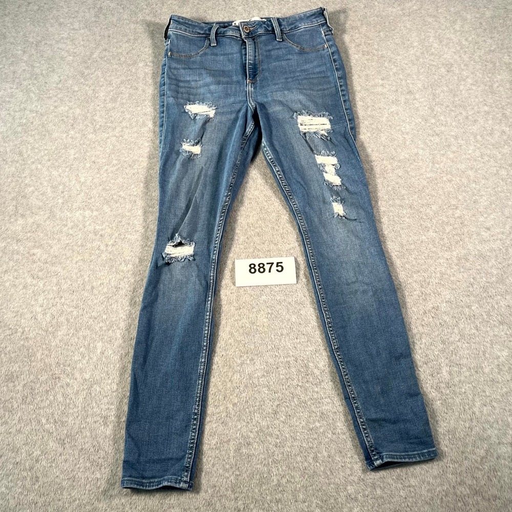 Hollister Curvy High Rise Jeans Legging Girls 7R Blue Denim Cotton Distressed